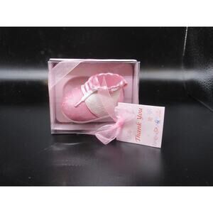 NEW w/ Box Baby Keepsake Girl Pink Boot Shoe Bear Resin Lunaura Thank You Gift